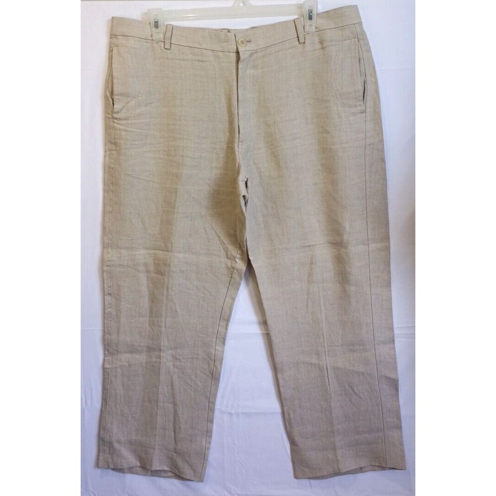 Island Importer Mens Linen Pants Size 38" x 29" Beige Zip & Button Closure